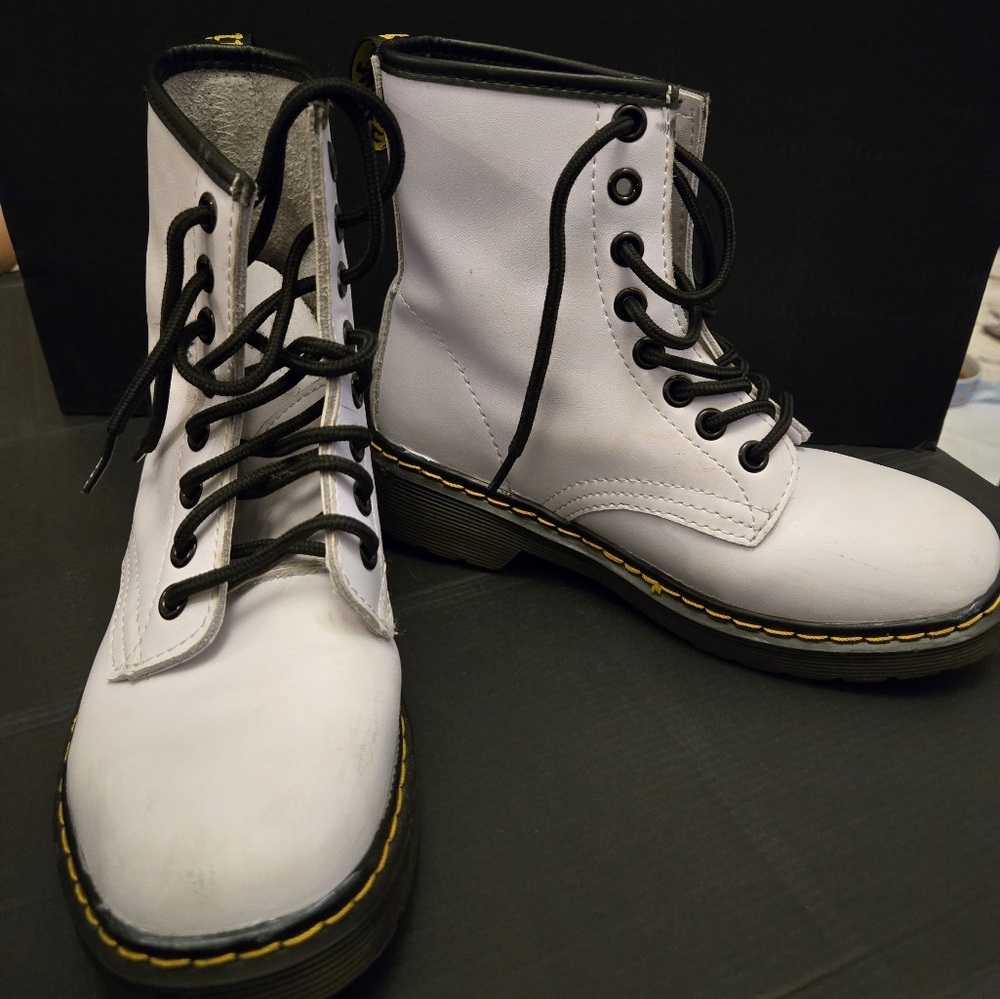 Dr. Martens White Leather Boots